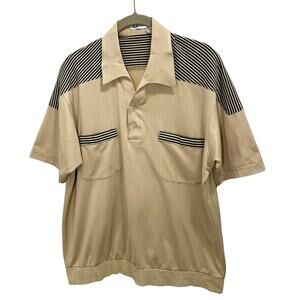 Vintage D'Avila Tan Men's Retro 90s Quarter Button Polo Shirt - Sz Large